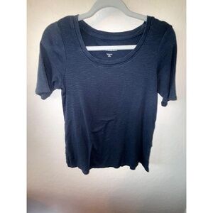 J Jill T-shirt Unisex XS Petite Navy Blue Pima Cotton Minimalist Soft Casual